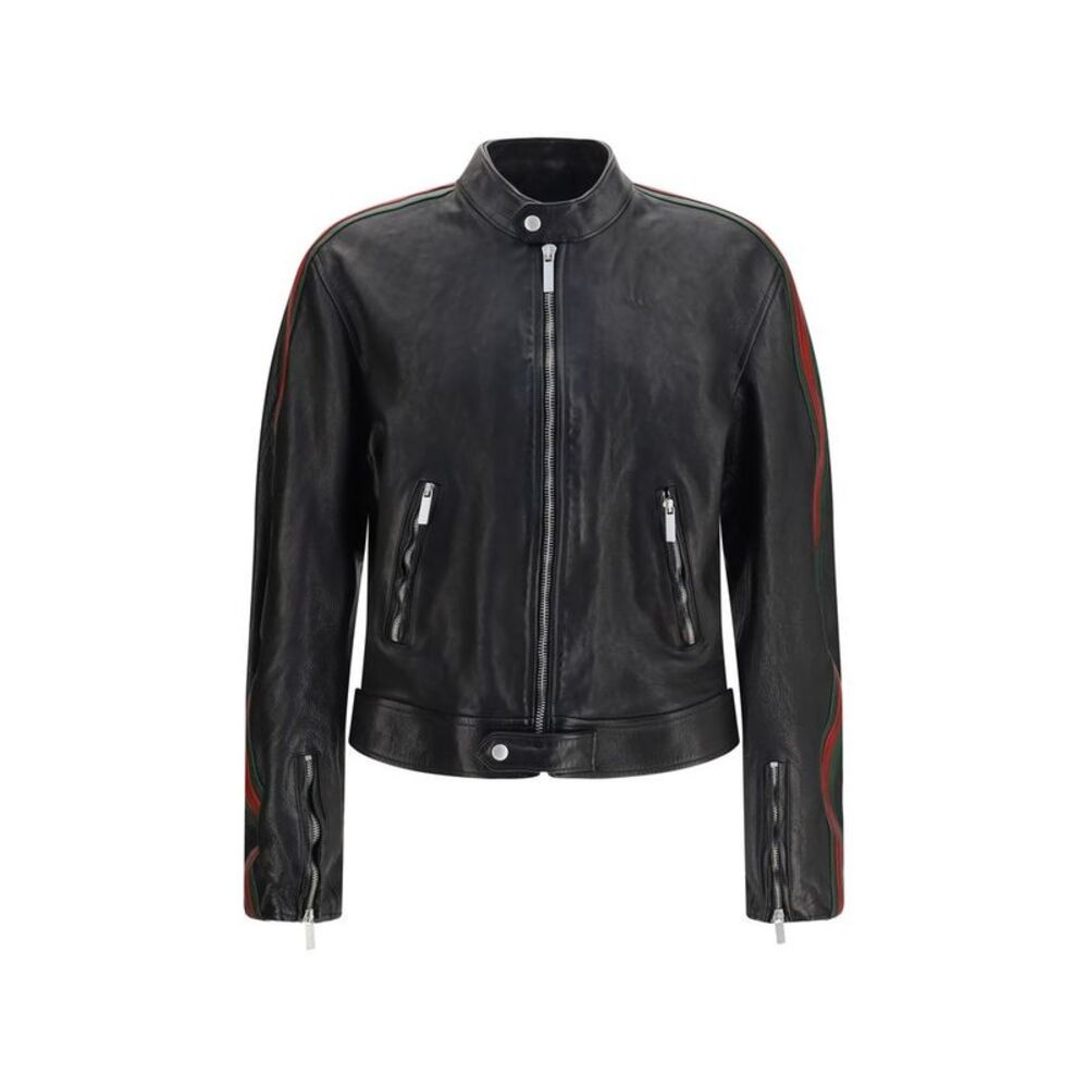 Gucci Black Buffalo Leather Men's Bomber